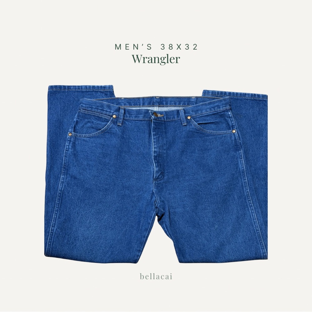 Wrangler | Men's Straight Leg Jeans Vintage Style Dark Wash W Pocket 38 X 32
